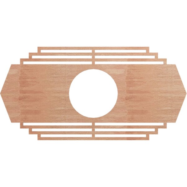Ekena Millwork Chrysler Wood Fretwork Pierced Ceiling Medallion, Cherry, 36"W x 18"H x 9 1/2"ID x 3/8"T CMWP36X18X0375CSCH - main